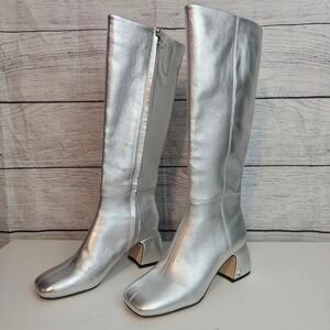 Circus NY Oaklyn Sz 7 Silver Metallic Tall Boots Sam Edelman *Scuffs NWOB